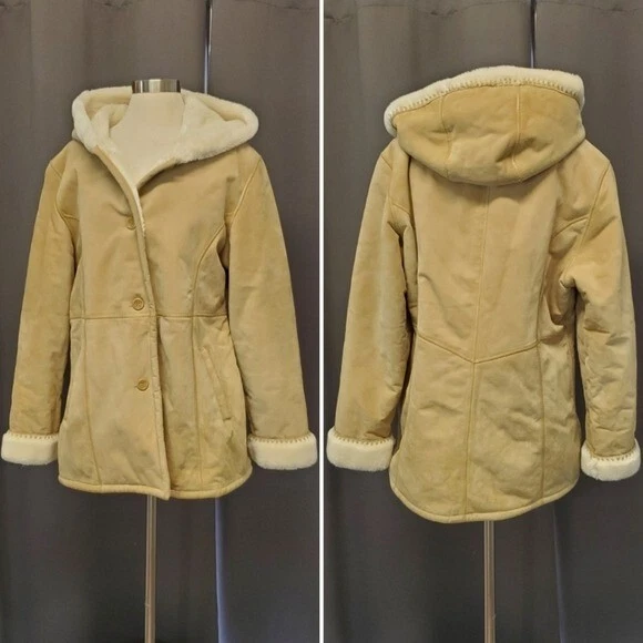 Vintage 90s y2k Wilson's Suede Leather Faux Fur Lined Coat Light Tan Woman's XL - Image 1 of 4