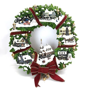 Corona de pueblo de Navidad iluminada colección Thomas Kinkade Hamilton - Imagen 1 de 9
