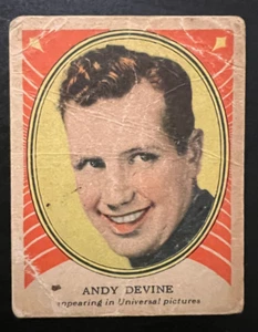 Carta gomma Shelby's Hollywood Picture Star Andy Devine #1 anni '30 - Foto 1 di 2