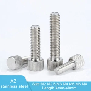 Knurled A2 Stainless Steel Thumb Screw M2 M2.5/M3-M8 Flat Head Thumbscrew Bolt - Picture 1 of 7