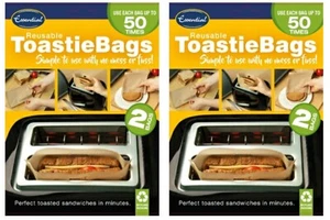 4x Toastie Bags Reusable Toaster Sandwich Bag Cook Toast No Mess Non Strick - Picture 1 of 4