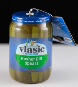 Nuevo Vlasic Kosher Eneldo Lanzas Encurtido Tarro Navidad Decoupage Adorno por Ruz - Imagen 1 de 2