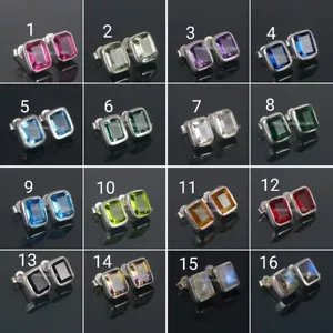 AAA+Quality 10X8 MM Octagon Shape Normal Cut 92.5 Sterling Silver Stud Earring - Picture 1 of 3