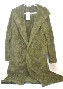 Women's Fashion Winter Coat Fuzzy Fleece Long Hooded Jacket (S) Green - Picture 1 of 10