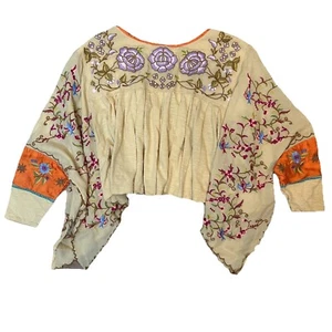 Top Free People PICCOLO boho ricamato fiori floreale ritagliato hippie giorno di sole - Foto 1 di 10