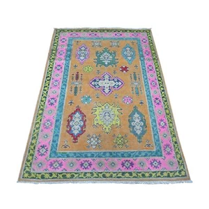 4'x5'9" Apricot Orange Vibrant Fusion Kazak All Natural Wool Oriental Rug G89711 - Picture 1 of 6
