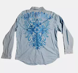 Victorious Embroidered Long Sleeve Western Shirt Affliction 3XL Cotton Blend - Picture 1 of 9