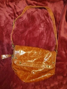 Rachel Zoe Crossbody Brown Shiny Cracked Leather print   NWOT  - Picture 1 of 12