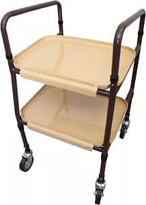 Height Adjustable Strolley Trolley with 2 Shelves & Castor Wheels Steel Frame - Picture 1 of 7