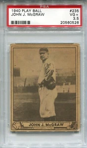 1940 Play Ball R335 #235 John McGraw New York Giants - PSA 3.5 VG+ - Picture 1 of 2