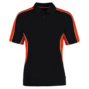 Men's Dry Wicking Cooltex Active Polo Shirt Gym Training Black/Red - Picture 1 of 2