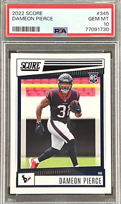 2022 Score Dameon Pierce #345 (ROOKIE) PSA 10 GEM MINT (RARE: Population 12) - Image 1 of 2
