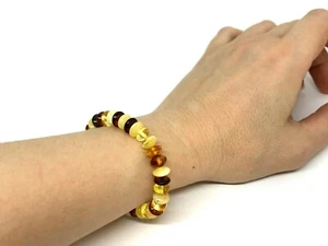 Baltisches BERNSTEIN ARMBAND Geschenk Natur Bernstein bunt Perlen elastisch 7,2g 17873 - Bild 1 von 12