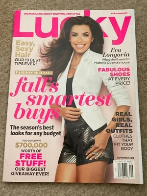 ⭐ LUCKY Magazine ⭐ September 2012 issue ⭐ EVA LONGORIA on cover ** RARE ** Foto 1 de 2