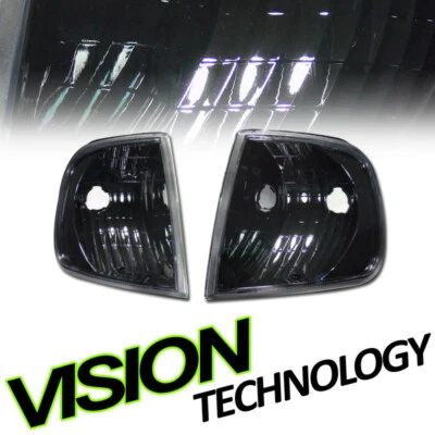 Par de lâmpadas de canto para 97-03 F150/F250/Expedition preto sinal de seta estacionamento - Imagem 1 de 2