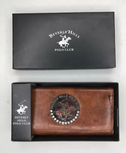 Nueva billetera marrón Beverly Hills Polo Club para mujer con diamantes de imitación y caja - WB05ND29 - Imagen 1 de 12