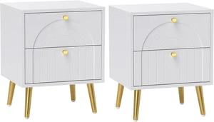 Bedside Cabinets x 2 Bedroom Table Set Pair with Drawers Nightstand Storage Unit - Picture 1 of 9