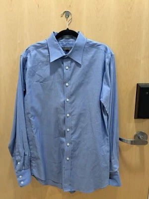 Merona Long Sleeve Button Shirt Mens Dark Blue Large 16 French Cuff - Image 1 of 3