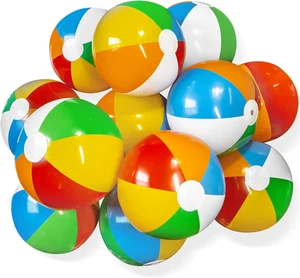 Inflatable Beach Balls - 12 Pack, 8" Diameter, Bright Rainbow Colored, Leak-Proo - Picture 1 of 6