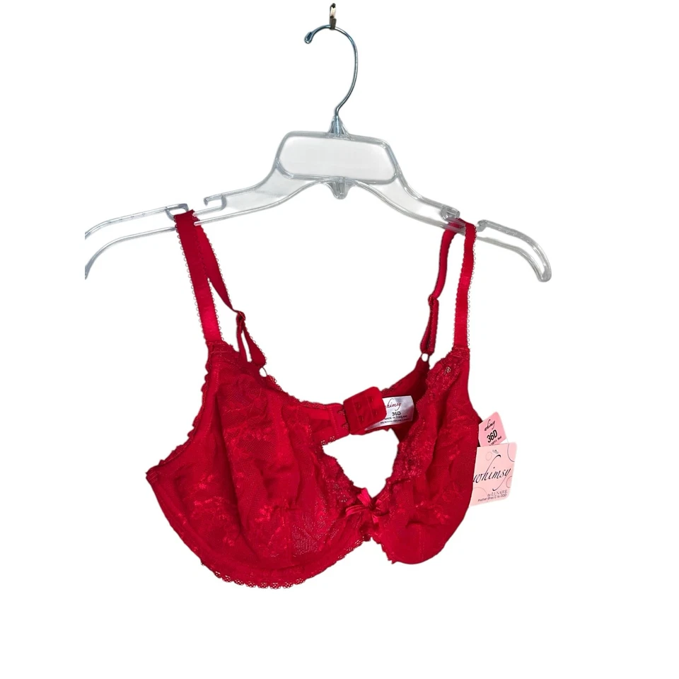 Sujetador Lunaire para mujer 15211 caprichoso Barbados encaje Demi con aros rojo talla 36D NUEVO Foto 1 de 2