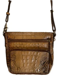 Brahmin Cleo Melbourne Leather Croc Almond Crossbody Handbag - Picture 1 of 5