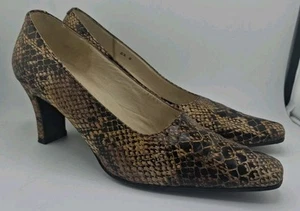 Rangoni Women Brown Tan Snake Texture Heels US 5.5 B GUC Vintage Very Different  - Picture 1 of 19