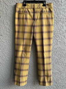 Anthropologie The Essential Slim Kick Hose Stretch senf gold kariert Größe 6 - Bild 1 von 8