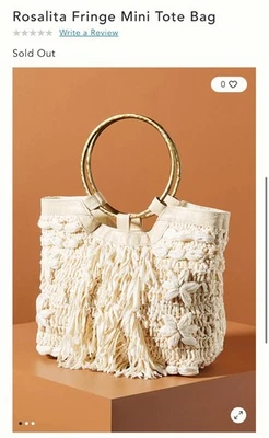 Anthropology Rosalita Fringe Mini Tote Bag - Cream Color - Image 1 of 4