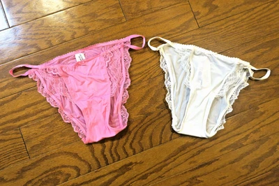 2 LOT M ❤️ Victoria's Secret SATIN  STRING BIKINI ❤️MINI Very Sexy Panty PANTIES - Image 1 of 4