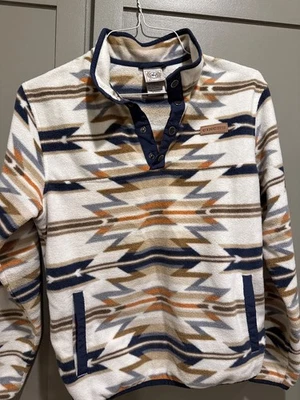 Suéter Cinch Extra Grande Juvenil Azul Rayas Azteca Polar Polar Vellón Exterior Niños YXL Foto 1 de 4