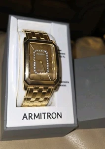 New ARMITRON Classy Sleek Mens Dress Watch Gold Tone Stainless Steel PC21AE - Picture 1 of 7