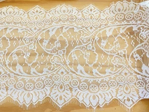3 Yards Bright White Floral Eyelash French Mesh Lace Trim/Sewing/Crafts/13" Wide - Picture 1 of 19
