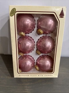 Vintage Weihnachten von Krebs Designer Glaskugel Ornamente TOSKANA ROSE 6er Set - Bild 1 von 6