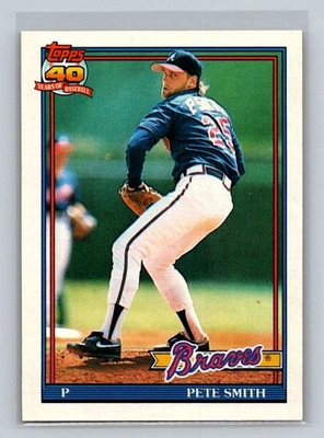 1991 Topps #383 Pete Smith Atlanta Braves Baseball Card - Image 1 of 2