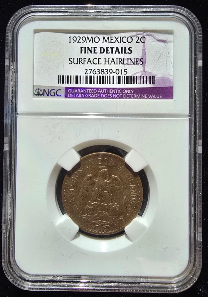 1929 Mexico 2 Centavos  NGC FINE DETAILS KM 419 (A017) - Image 1 of 4