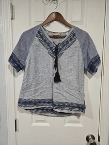 Top Etéreo Borlas Boho S Festival Playa Azul Bordado  - Imagen 1 de 7