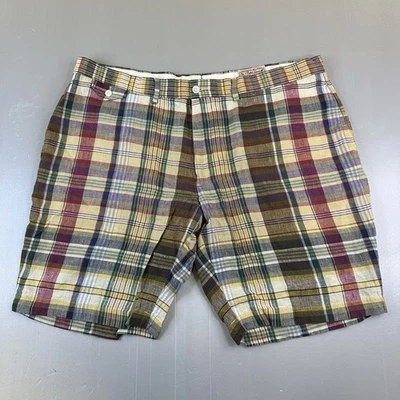 Винтажные мужские 100% льняные шорты Polo Ralph Lauren размер 42 в клетку цветные для гольфа Madras - Изображение 1 из 4