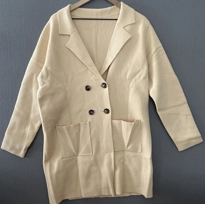 Abrigo suéter informal con botones manga larga cárdigans tejido frente abierto para mujer Foto 1 de 4