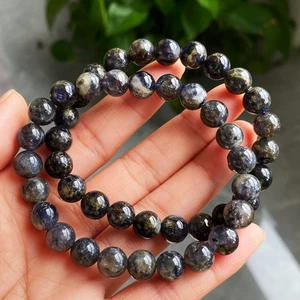 8.5mm 2pcs Natural Lolite Cordierite Gemstone Beads Bracelet - Bild 1 von 6