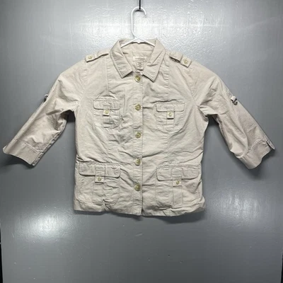 Chaqueta Covington Beige Exterior Safari Botón Bolsillos Pestaña Enrollable Manga Mujer Talla L Foto 1 de 4