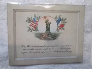 WW1 U.S. ALLIIERTE A.E.F. CVJM FREIHEITSSTATUE Weihnachten POSTKARTE 1919 - Bild 1 von 4