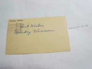Mickey Vernon SIGNED 3X5 POST CARD BECKETT PRE CERT - Picture 1 of 3