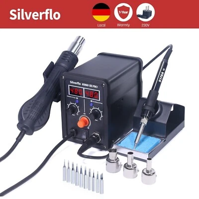 Silverflo 750W 2 IN 1 LED Heißluft Rework Lötstation Lötkolben Entlötstation Set - Bild 1 von 4