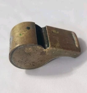 Vintage Brass Signal Police Coach Military Whistle Working Condition Gold Color - Picture 1 of 8