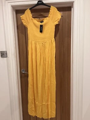 BNWT CITY CHIC / EVANS Lovely Yellow Colour Shirred Midi Dress UK 14 - Image 1 of 4