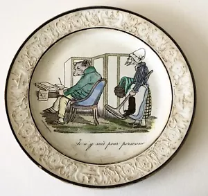 Antike französische Creil c1840 ausgesuchtes Porzellan polychrom Metamorphosen #2 Teller - Bild 1 von 5