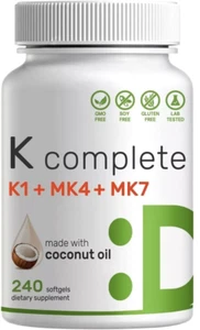 Super K with Advanced K2 Complex (MK-7) 240 gels Vitamin MK4/MK7/K1 - Picture 1 of 2