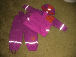 NEU Thermo Matschanzug Regenanzug Jacke + Hose gefüttert Gr.86/92 Mädchen - Bild 1 von 6