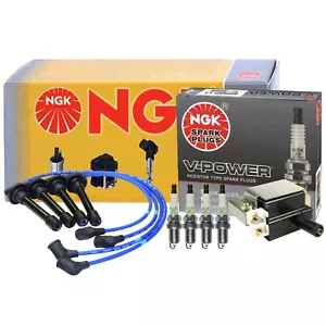 NGK HEI Ignition Coil Wires & 4 V-Power Spark Plugs Kit For Honda Civic 1.5 - Picture 1 of 1
