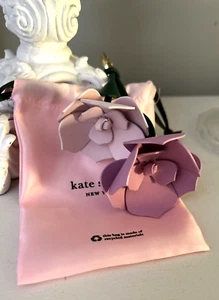 NEW Kate Spade Perfect Plume 3D Flower Leather Key Fob Hang Bag Charm Pink Rose - Picture 1 of 7